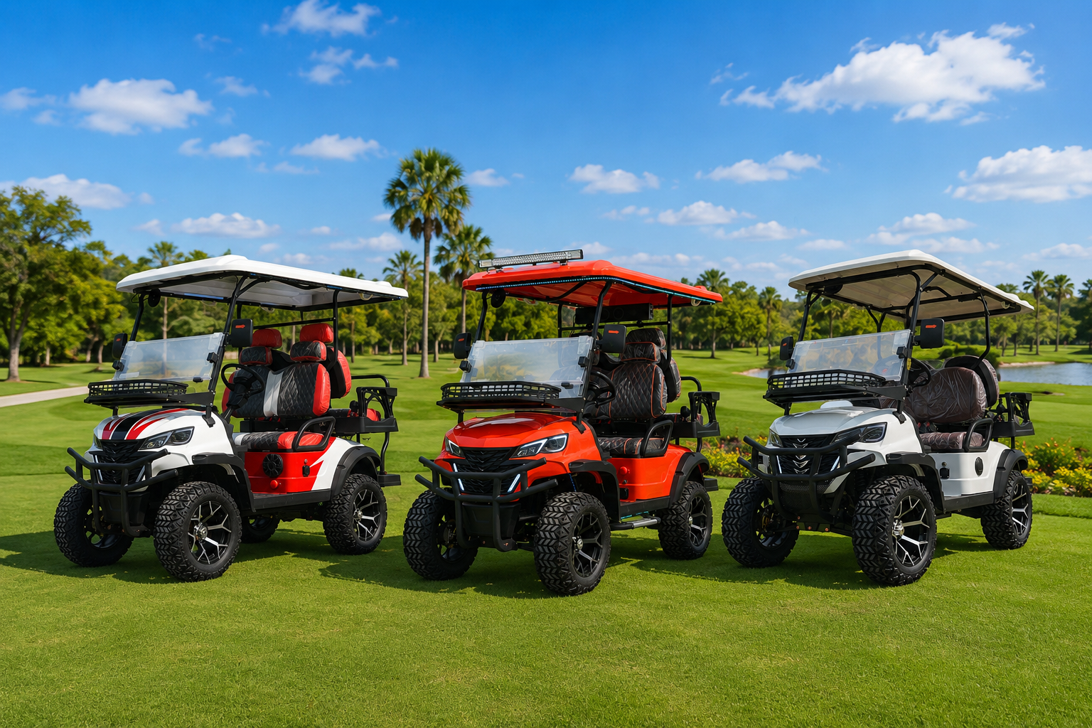 New energy 4-seater customizable 7.5 kW AC motor lithium-ion battery 40 mph off-road electric golf cart