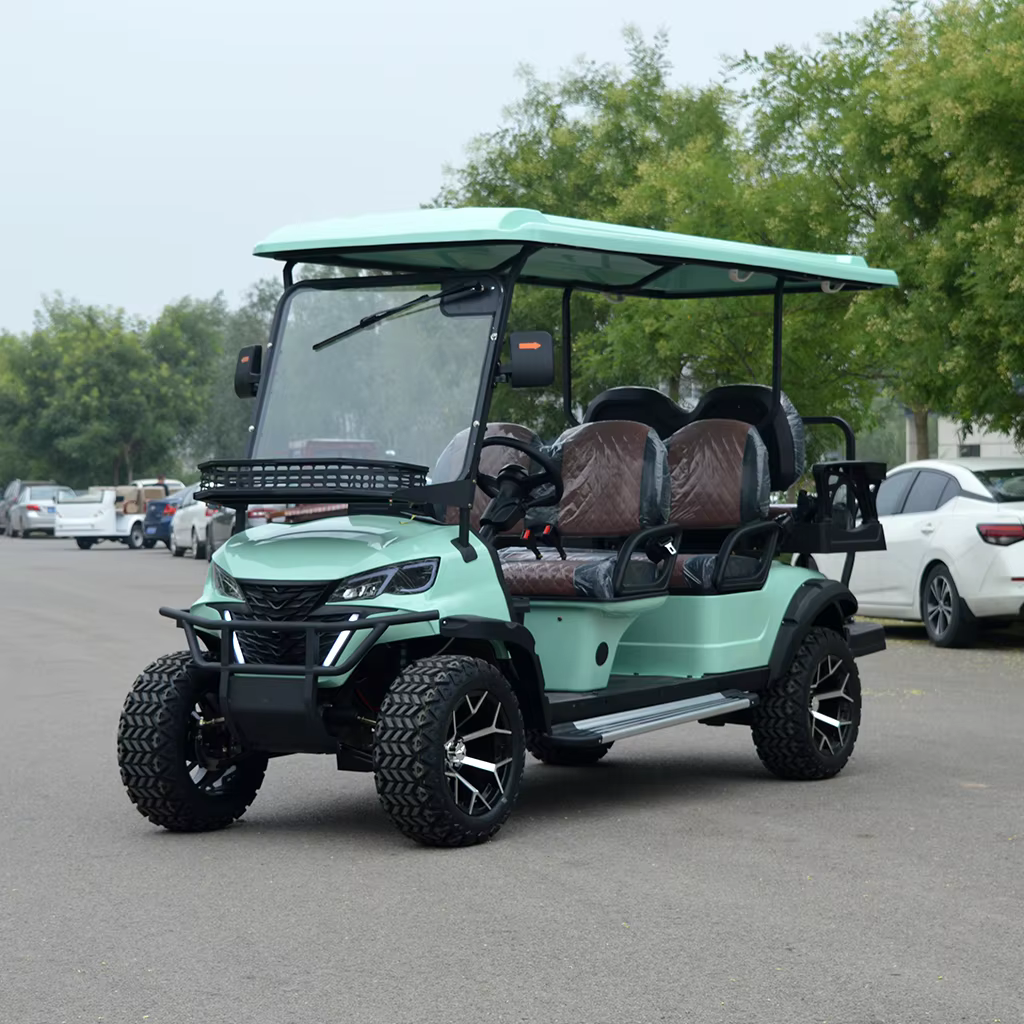 Customized Tourist Attractions 72v Lithium Battery 6 Seats 12 Inch Wheels Certified Aluminum Alloy Wheels Electric Golf Cart