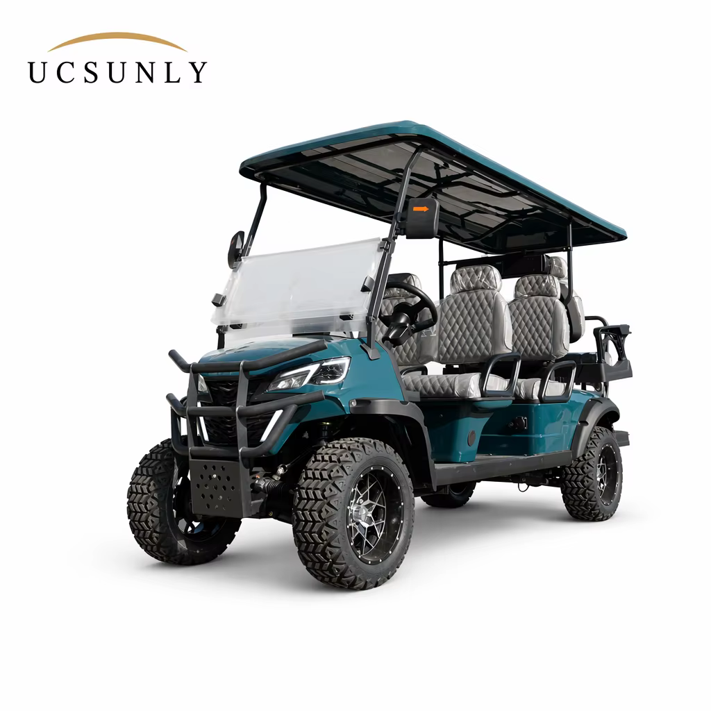 Customized Tourist Attractions 72v Lithium Battery 6 Seats 12 Inch Wheels Certified Aluminum Alloy Wheels Electric Golf Cart