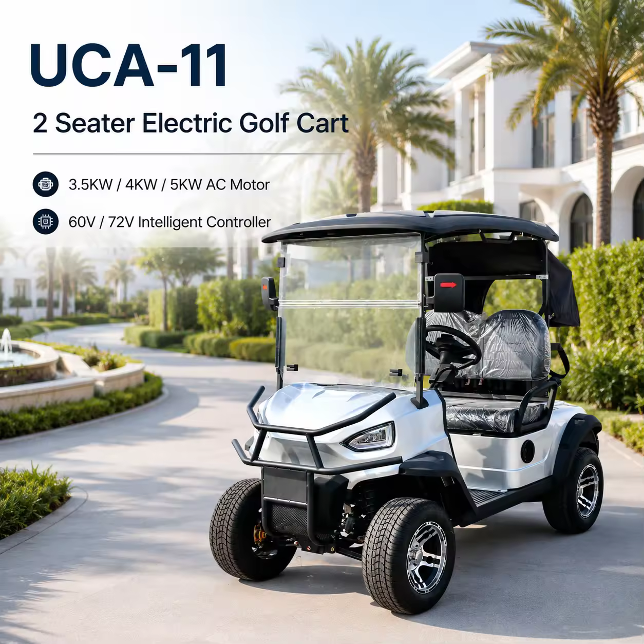 Ucsunly 2 Seater Electric Golf Scooter Large Capacity CE Certified 48V 70-90km Range GCC Dot Customizable Design Resort Farm