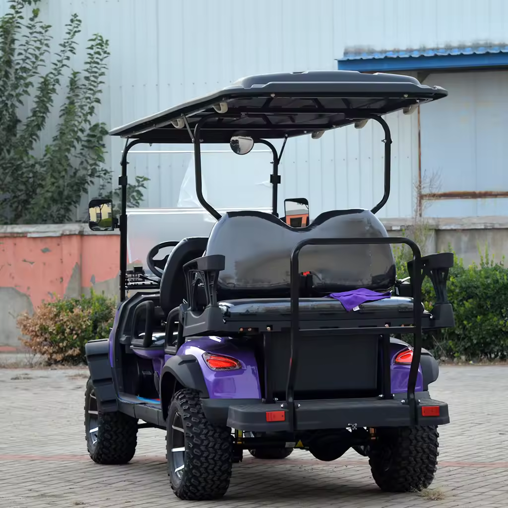 Customized Tourist Attractions 72v Lithium Battery 6 Seats 12 Inch Wheels Certified Aluminum Alloy Wheels Electric Golf Cart 4