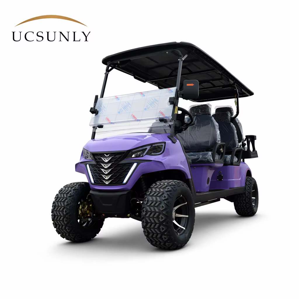 Customized Tourist Attractions 72v Lithium Battery 6 Seats 12 Inch Wheels Certified Aluminum Alloy Wheels Electric Golf Cart