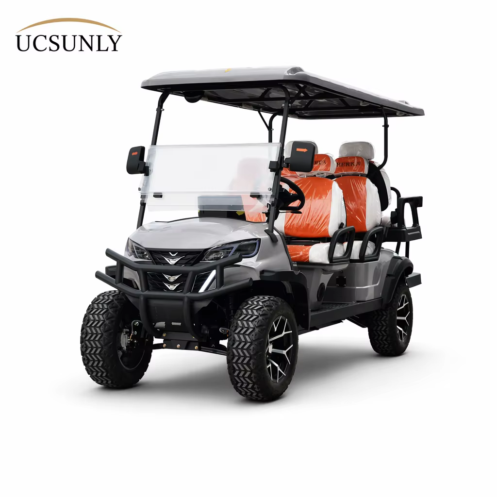 Customized Tourist Attractions 72v Lithium Battery 6 Seats 12 Inch Wheels Certified Aluminum Alloy Wheels Electric Golf Cart