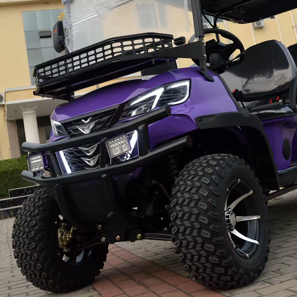Customized Tourist Attractions 72v Lithium Battery 6 Seats 12 Inch Wheels Certified Aluminum Alloy Wheels Electric Golf Cart 3