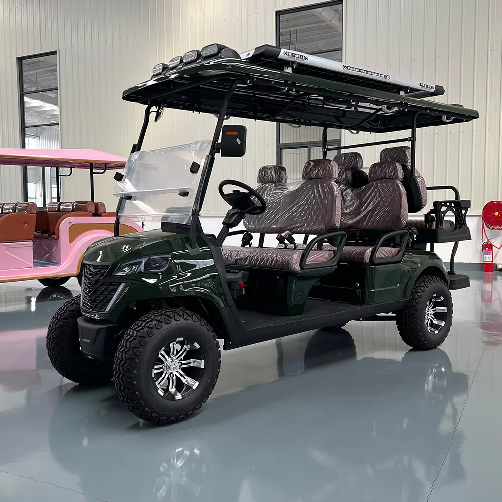 Customized Tourist Attractions 72v Lithium Battery 6 Seats 12 Inch Wheels Certified Aluminum Alloy Wheels Electric Golf Cart