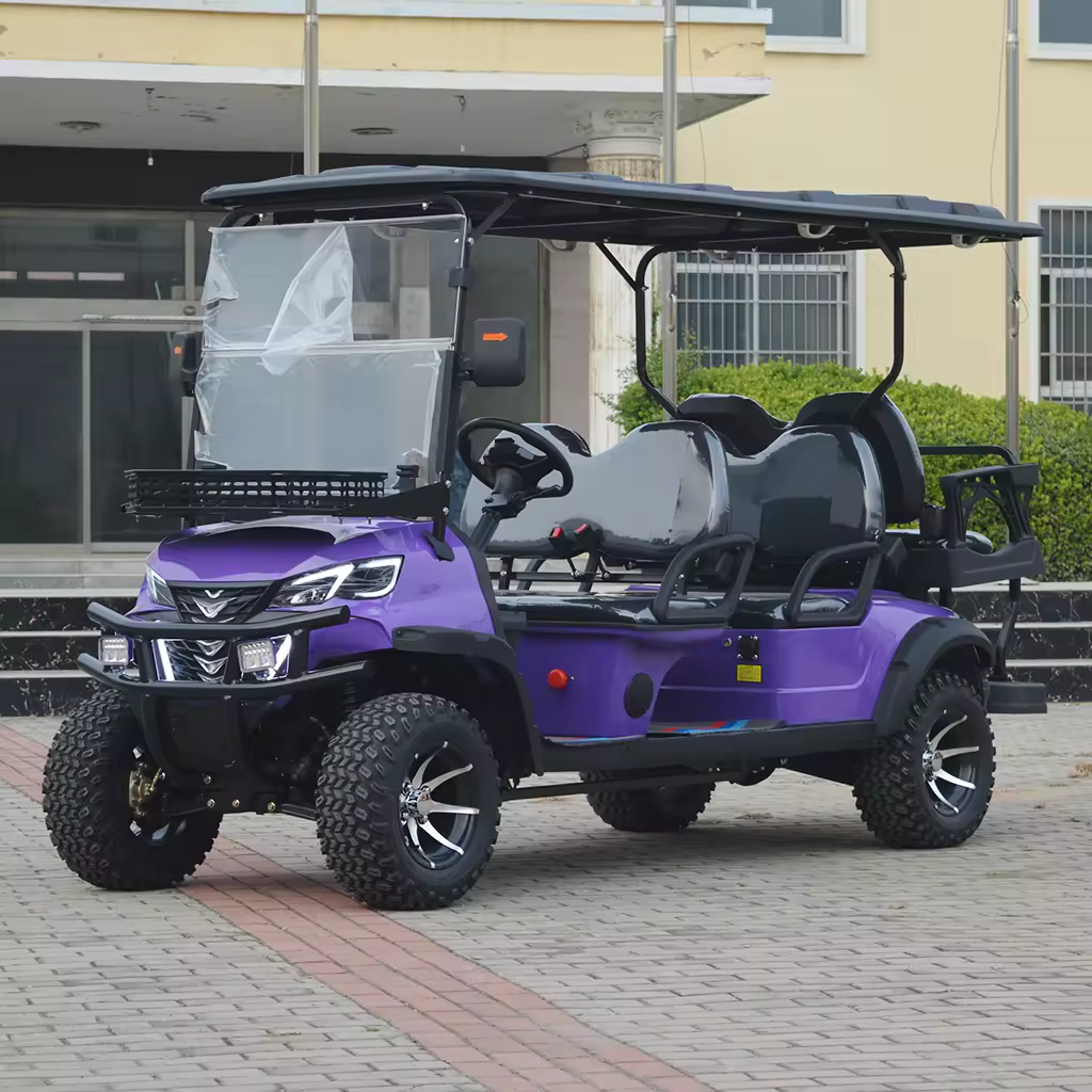 Customized Tourist Attractions 72v Lithium Battery 6 Seats 12 Inch Wheels Certified Aluminum Alloy Wheels Electric Golf Cart 2