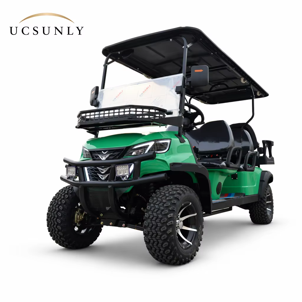 Customized Tourist Attractions 72v Lithium Battery 6 Seats 12 Inch Wheels Certified Aluminum Alloy Wheels Electric Golf Cart