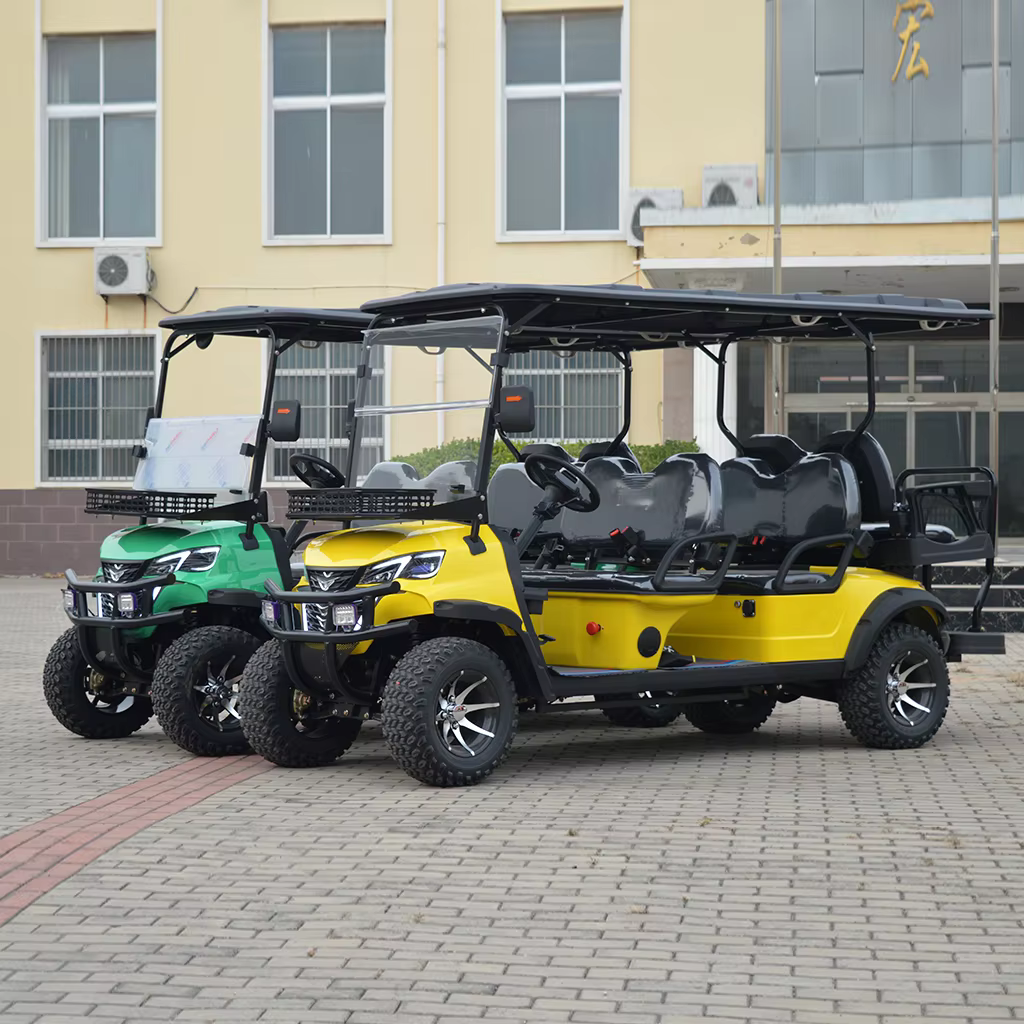 Customized Tourist Attractions 72v Lithium Battery 6 Seats 12 Inch Wheels Certified Aluminum Alloy Wheels Electric Golf Cart
