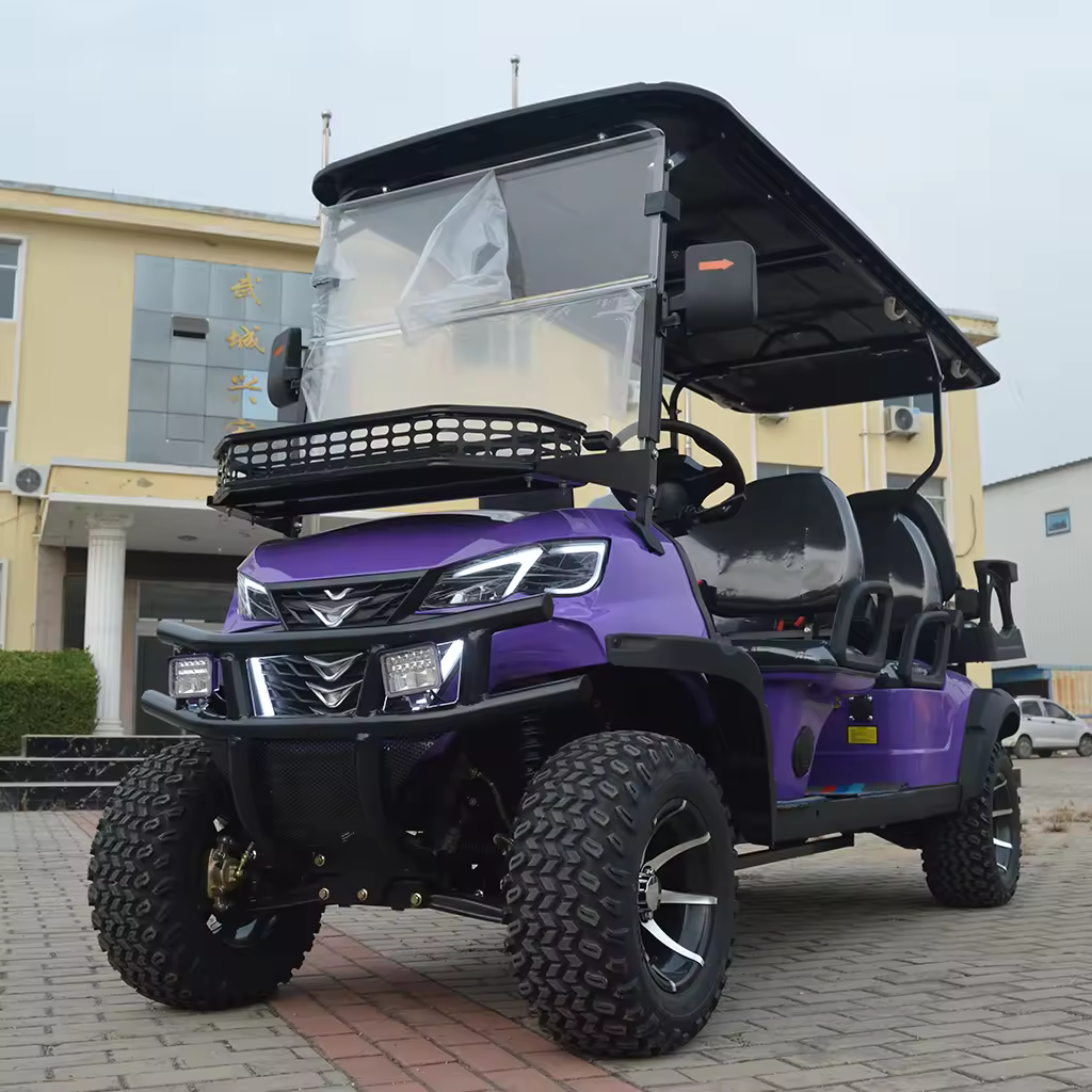 Customized Tourist Attractions 72v Lithium Battery 6 Seats 12 Inch Wheels Certified Aluminum Alloy Wheels Electric Golf Cart 1