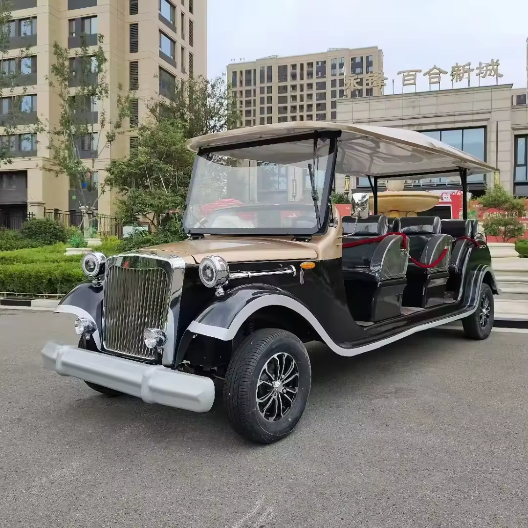 UC-VSB-13 Four Row Vintage Sightseeing Car for Tourist Attractions Resorts Hotel Shuttle and Outdoor Passenger Transportation 3