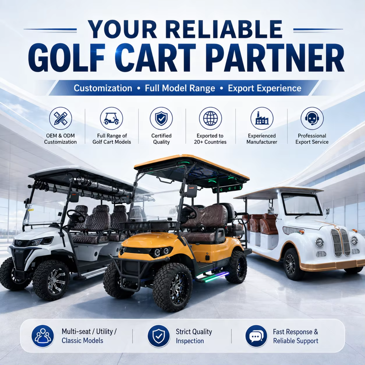Electric 6 Seater Forward Facing Aluminium Off-Road Street Use Customizable Vehicle Resort Outdoor Mobility Golf Cart 30-50Km/h