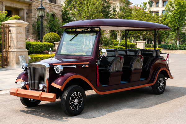 UC-VSB-13 Four Row Vintage Sightseeing Car for Tourist Attractions Resorts Hotel Shuttle and Outdoor Passenger Transportation