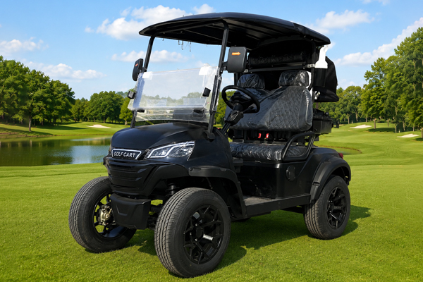 Electric 2 Seater Golf Cart with LED Lights Air Conditioning Refrigerator for Resort Shuttle Outdoor Mobility Leisure Use