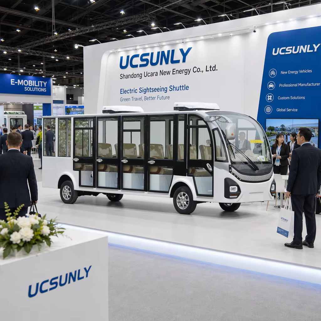 Electric Sightseeing Vehicle 11 Seats Zero Emission Resort Shuttle Bus with Panoramic Windows CE Certified UCSUNLY