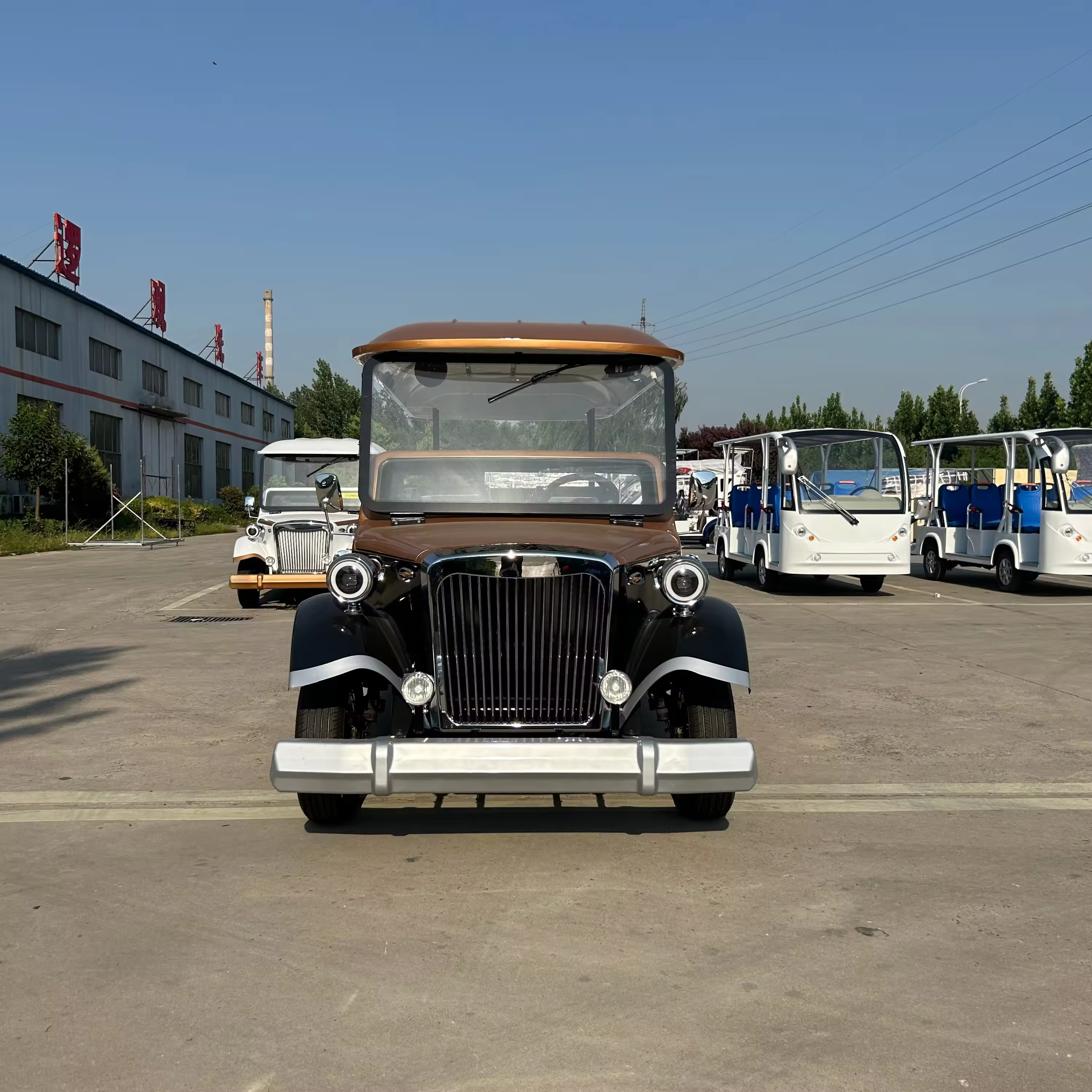 UC-VSB-13 Four Row Vintage Sightseeing Car for Tourist Attractions Resorts Hotel Shuttle and Outdoor Passenger Transportation 1