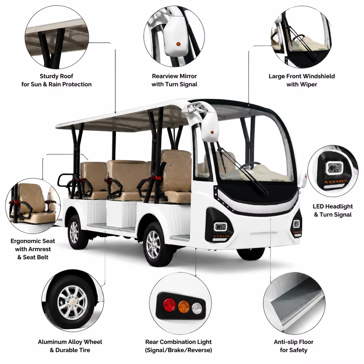 Modern Style 14 Seater Electric Sightseeing Bus High Quality Tourist Shuttle Car for Events 2