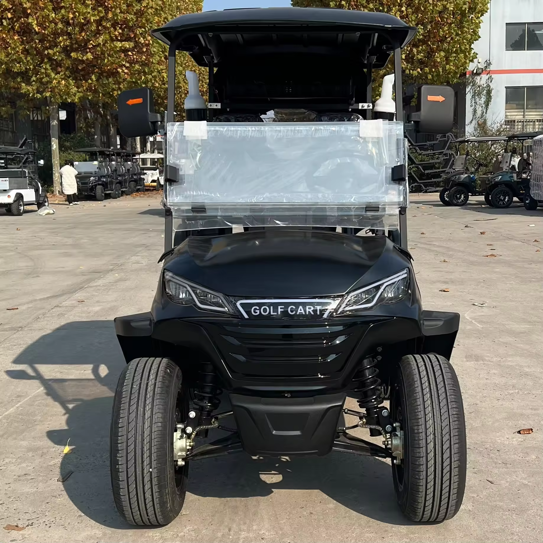 Electric 2 Seater Golf Cart with LED Lights Air Conditioning Refrigerator for Resort Shuttle Outdoor Mobility Leisure Use 1