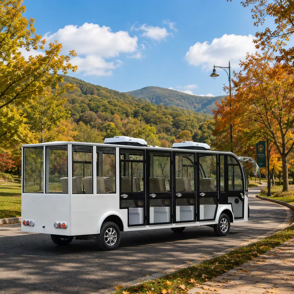 Electric Sightseeing Vehicle 11 Seats Zero Emission Resort Shuttle Bus with Panoramic Windows CE Certified UCSUNLY
