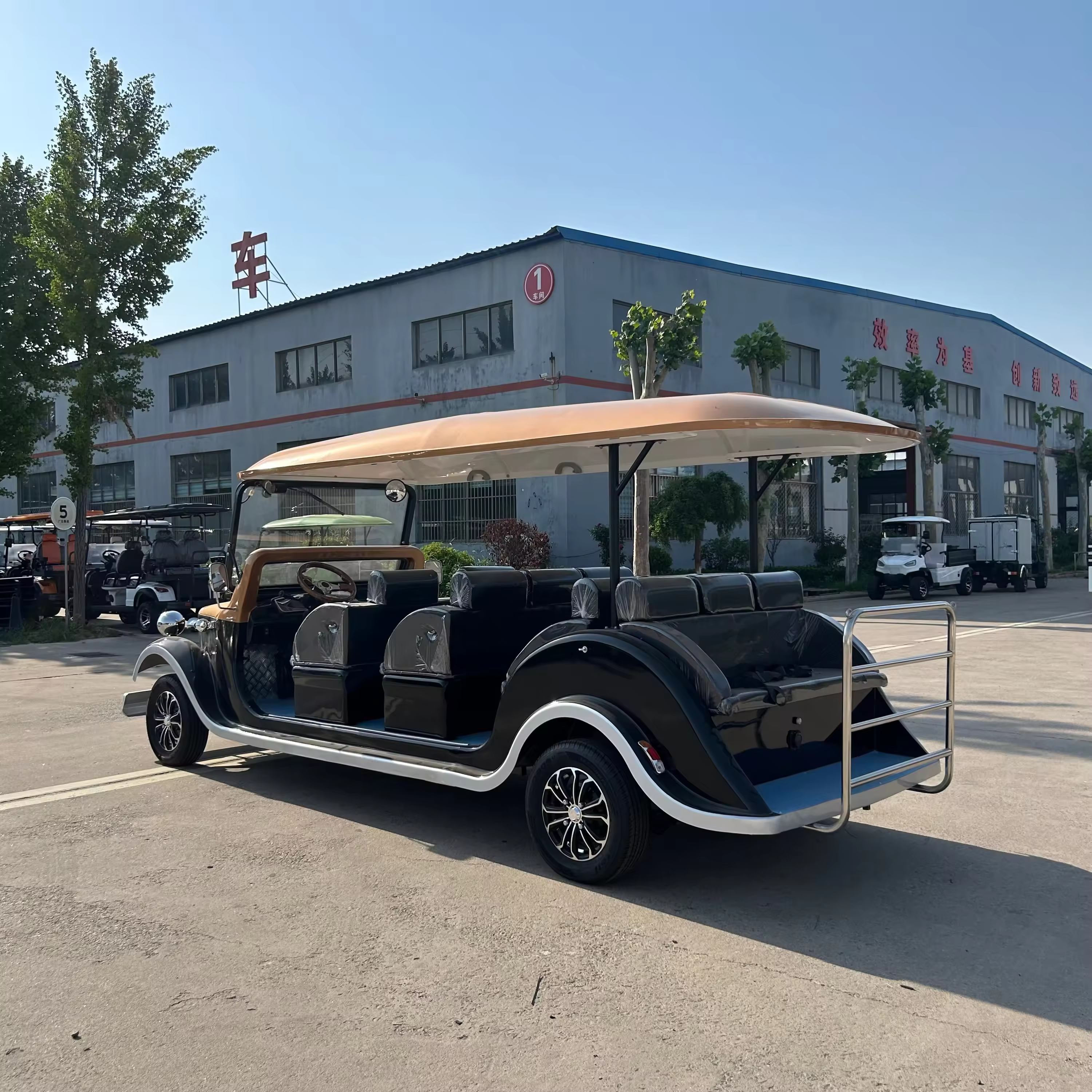 UC-VSB-13 Four Row Vintage Sightseeing Car for Tourist Attractions Resorts Hotel Shuttle and Outdoor Passenger Transportation 2