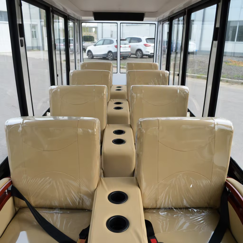 Electric Sightseeing Vehicle 11 Seats Zero Emission Resort Shuttle Bus with Panoramic Windows CE Certified UCSUNLY