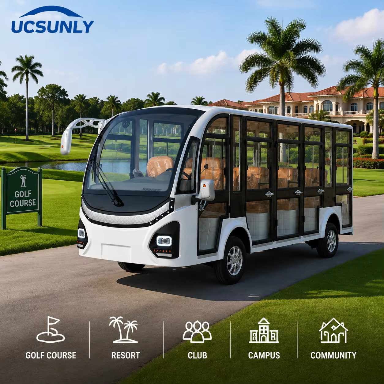 Ucsunly OEM Factory Price Electric Shuttle Car 8/11 Seater Tourist Sightseeing Bus Shandong for Sale