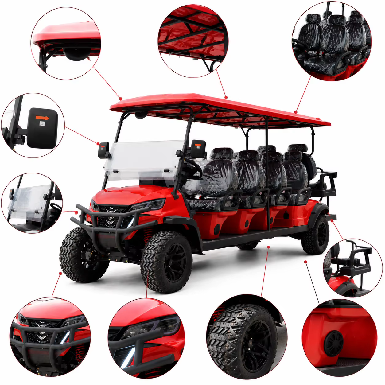 Factory Direct 10 Seater Electric Golf Cart with OEM Customization Service for Global Dealers