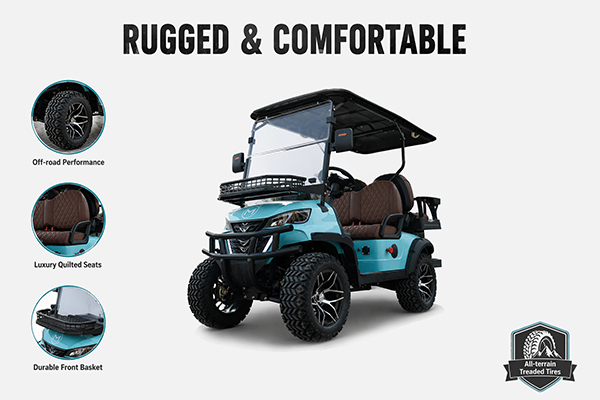 UC30-B-4R 2026 Factory Direct 1+1 4 Seater Electric Golf Cart 4KW 72V 120Ah Off Road Lithium Golf Cart for Wholesale